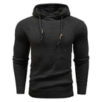 Sudadera con capucha robusta para hombre con textura de gofre: cálida, duradera y cómoda.