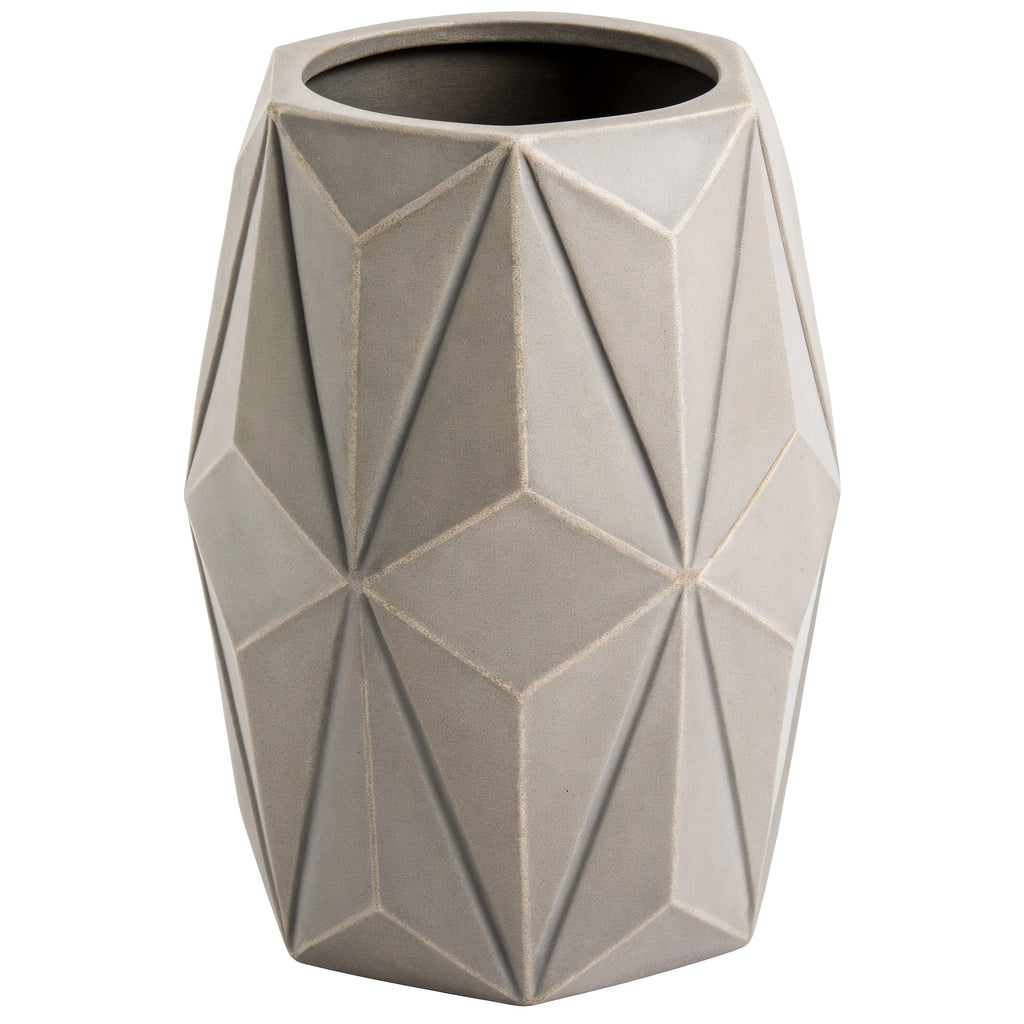 Jarrón Geométrico Gris de Tiendalodama — vista frontal completa del jarrón