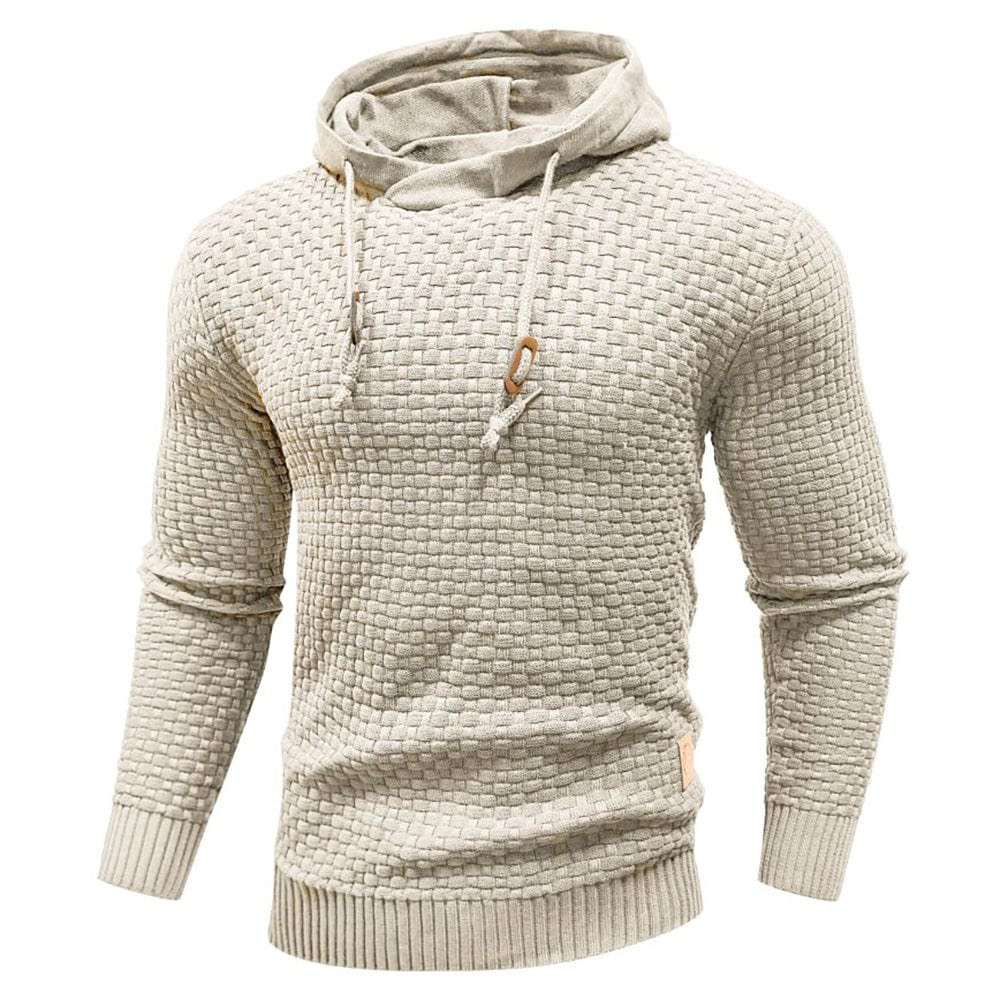 Sudadera con capucha robusta para hombre con textura de gofre: cálida, duradera y cómoda.