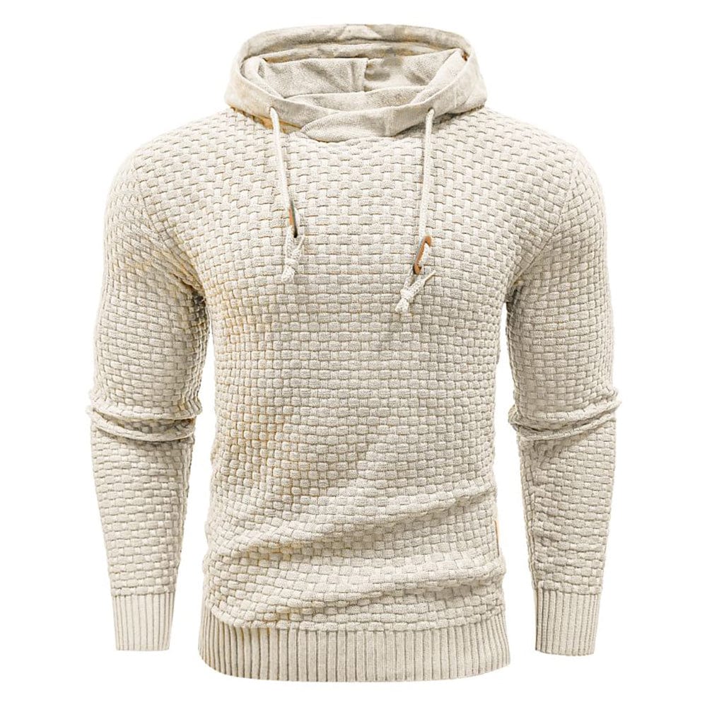 Sudadera con capucha robusta para hombre con textura de gofre: cálida, duradera y cómoda.
