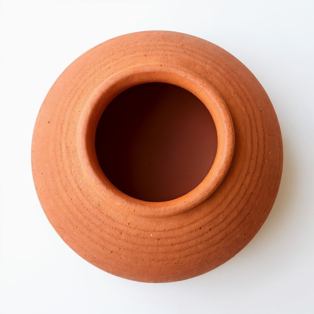 Jarrón Redondo Terracota — vista desde arriba mostrando el interior