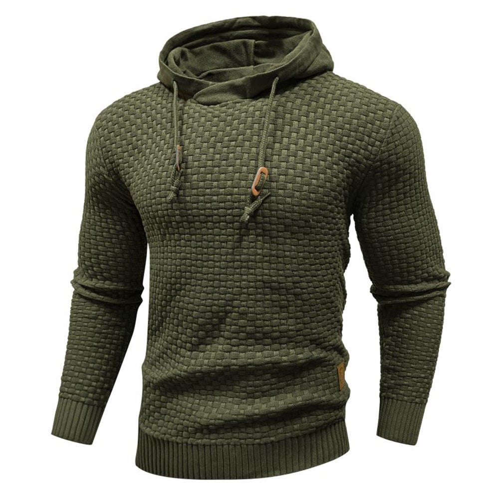 Sudadera con capucha robusta para hombre con textura de gofre: cálida, duradera y cómoda.