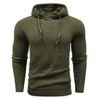 Sudadera con capucha robusta para hombre con textura de gofre: cálida, duradera y cómoda.