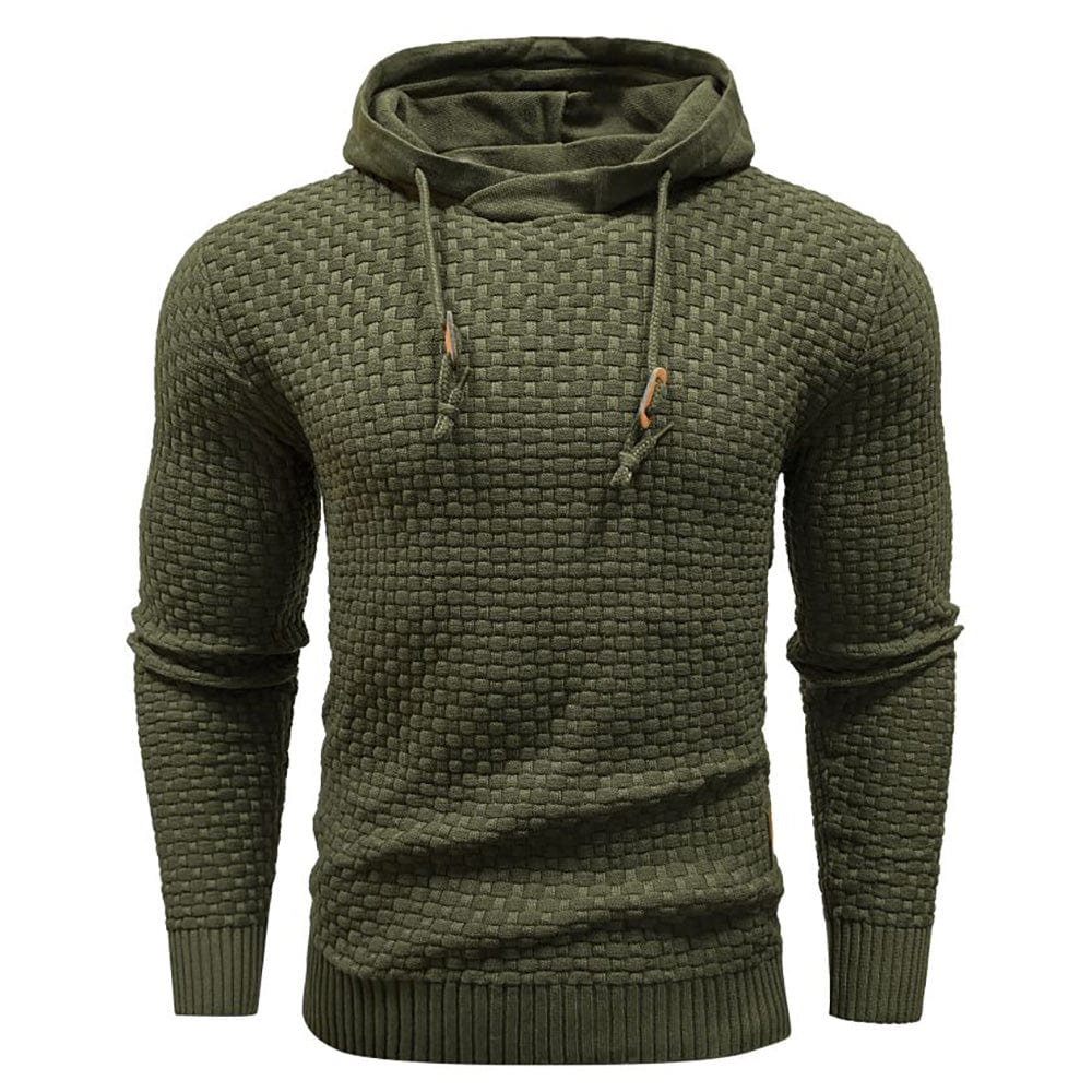 Sudadera con capucha robusta para hombre con textura de gofre: cálida, duradera y cómoda.