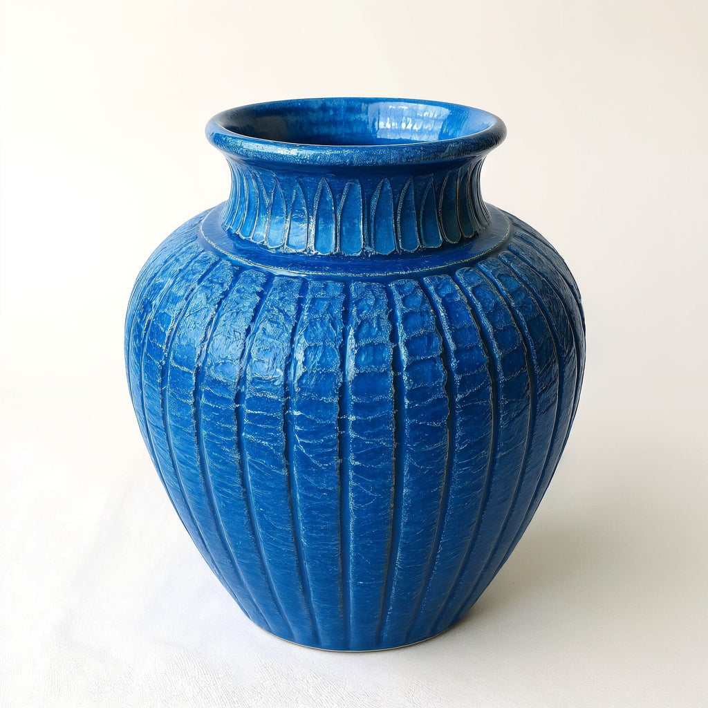 Tiendalodama Jarrón Artesanal Azul Cobalto — perfil lateral del jarrón