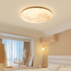 Lámpara de techo LED redonda empotrable Nordic de madera y PVC, 1 luz