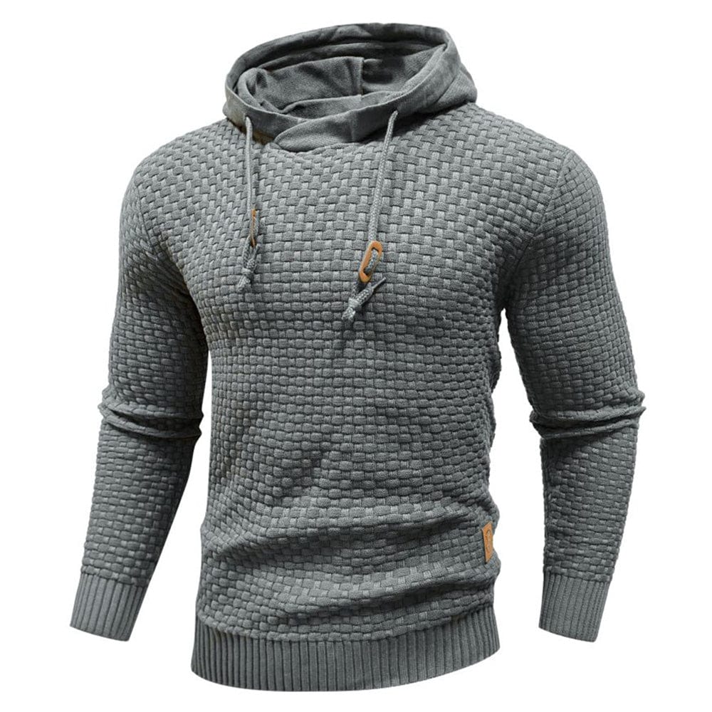 Sudadera con capucha robusta para hombre con textura de gofre: cálida, duradera y cómoda.