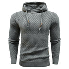 Sudadera con capucha robusta para hombre con textura de gofre: cálida, duradera y cómoda.