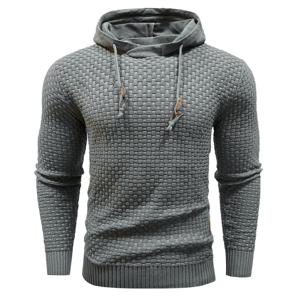 Sudadera con capucha robusta para hombre con textura de gofre: cálida, duradera y cómoda.