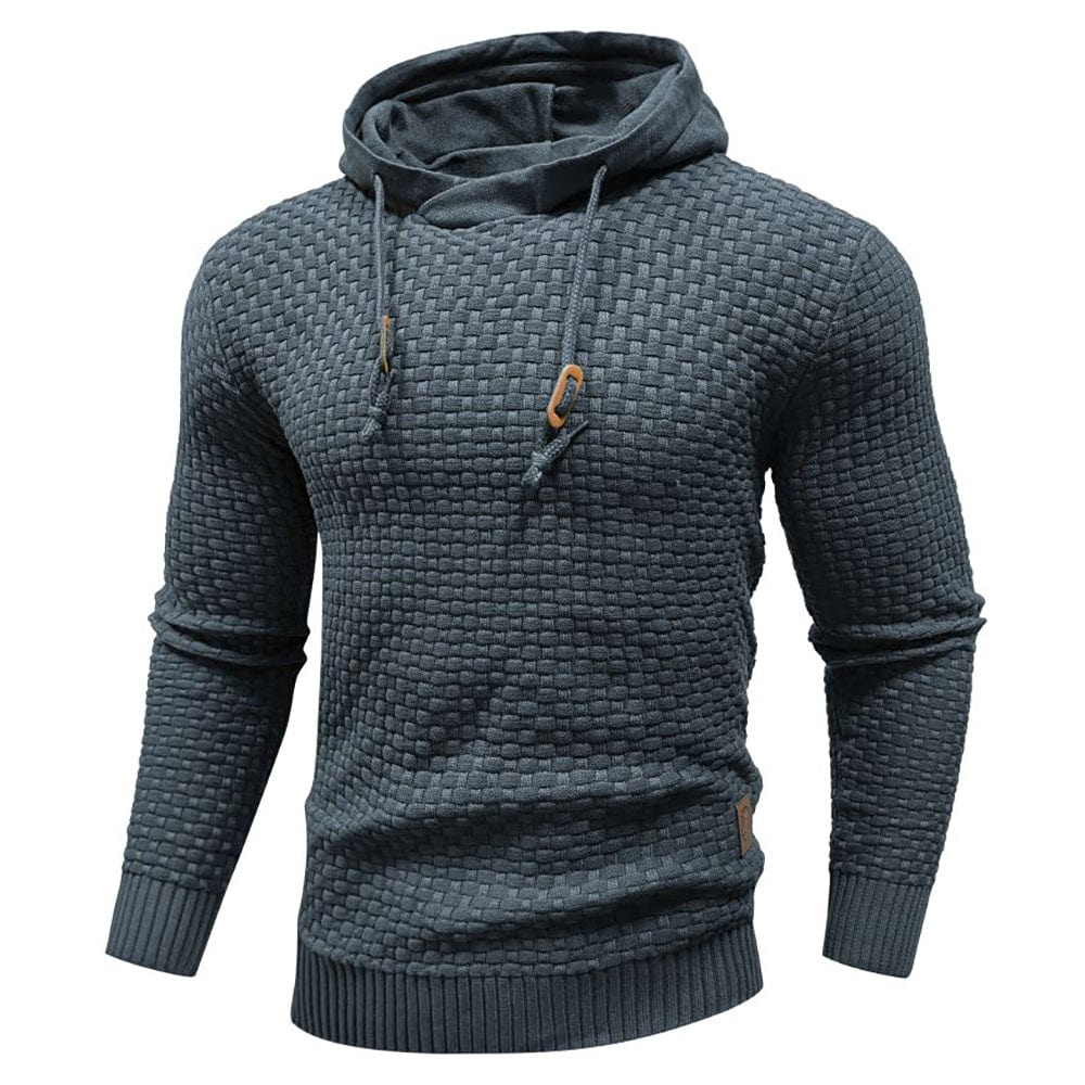 Sudadera con capucha robusta para hombre con textura de gofre: cálida, duradera y cómoda.