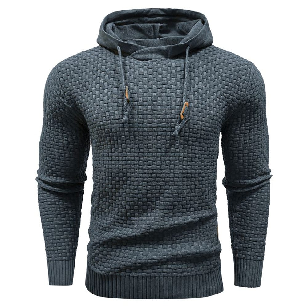 Sudadera con capucha robusta para hombre con textura de gofre: cálida, duradera y cómoda.