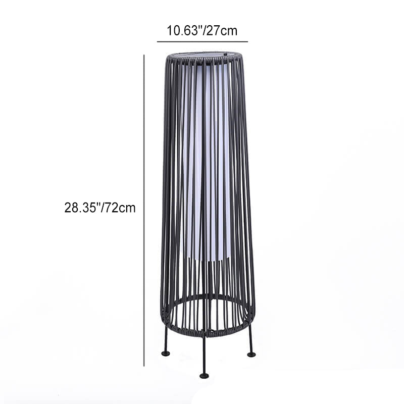 Lámpara de pie LED redonda vertical moderna minimalista, impermeable, de hierro y ratán para patio exterior