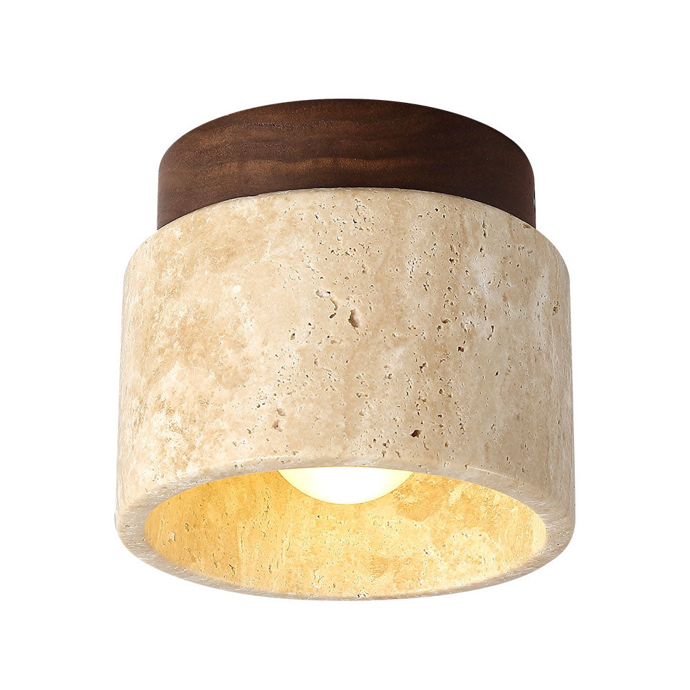 Lámpara de techo Cilestic Travertin Hout E27/E26 Beige Hal Slaapkamer Woonkamer Scandinavisch Diseño moderno Natuurlijke Plafondverlichting