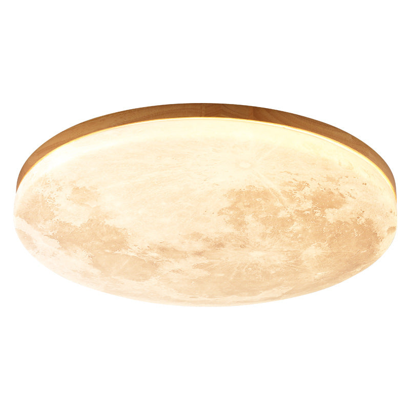 Lámpara de techo LED redonda empotrable Nordic de madera y PVC, 1 luz