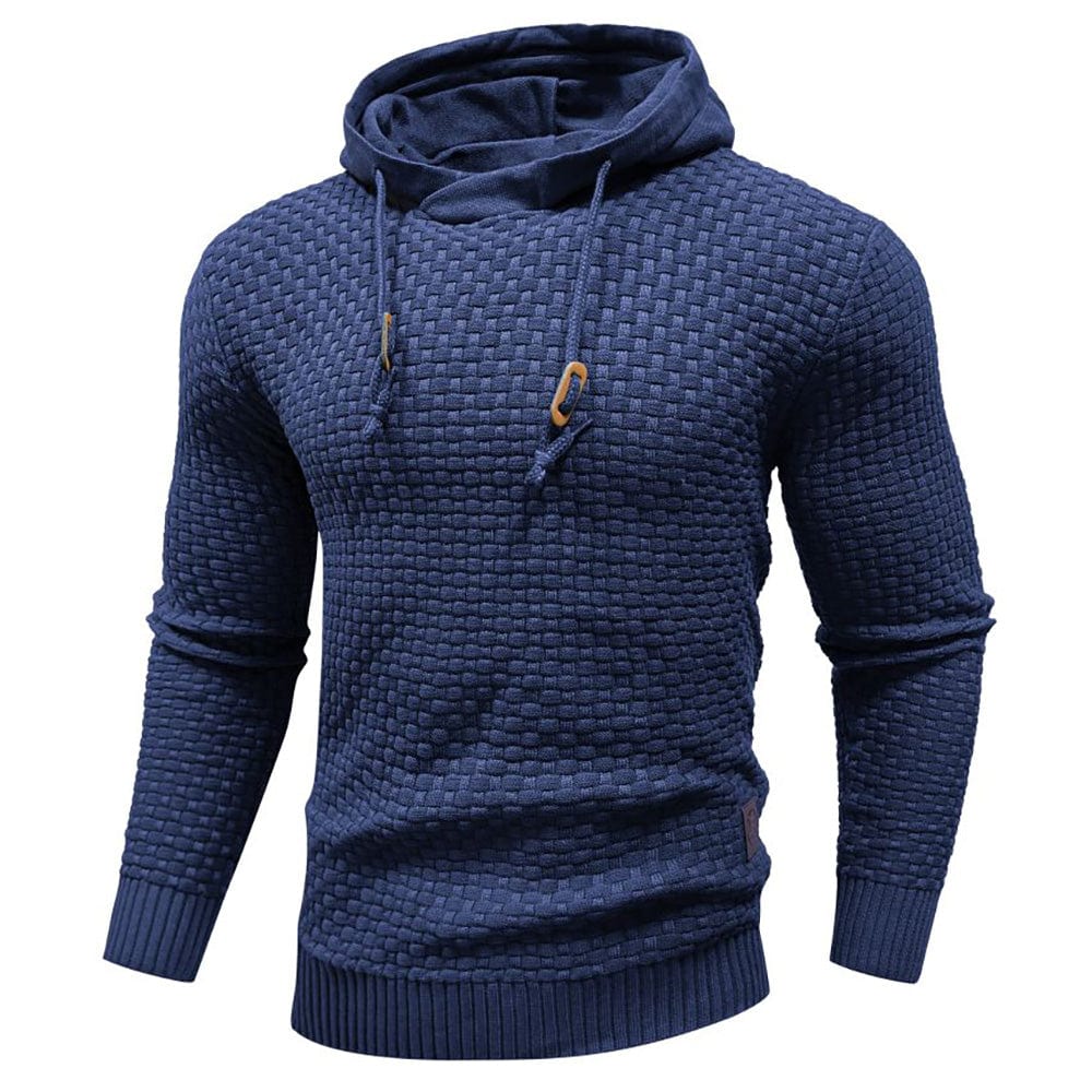 Sudadera con capucha robusta para hombre con textura de gofre: cálida, duradera y cómoda.