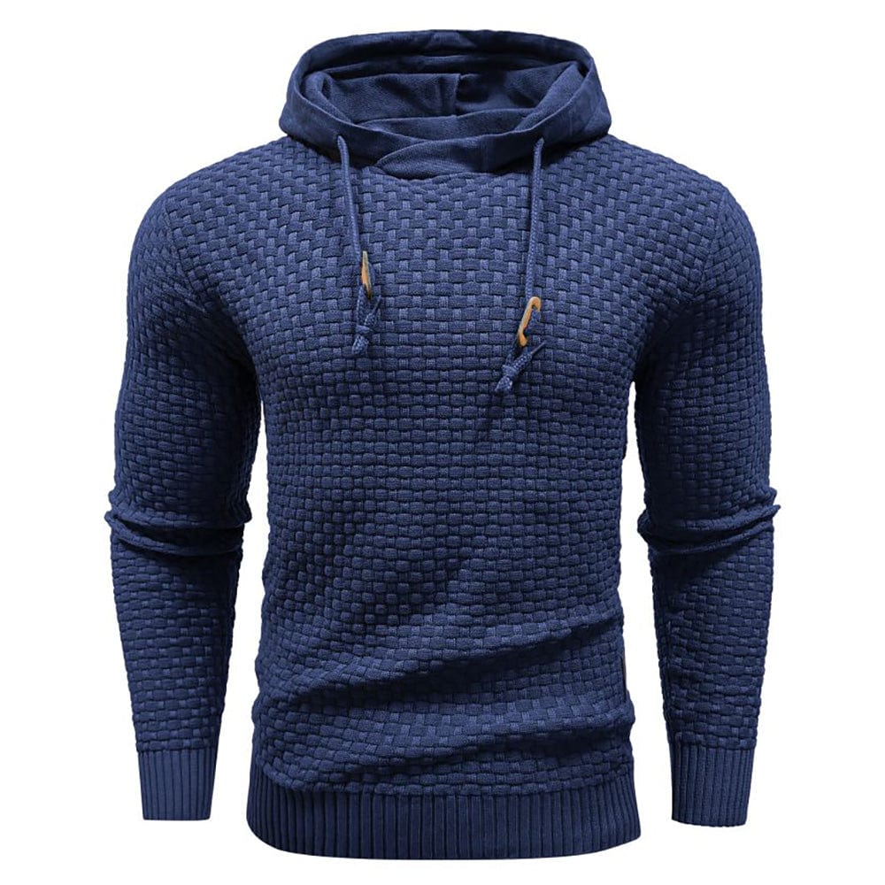 Sudadera con capucha robusta para hombre con textura de gofre: cálida, duradera y cómoda.