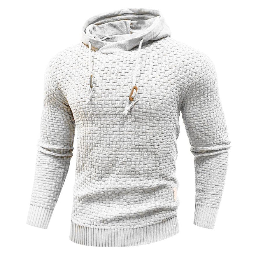 Sudadera con capucha robusta para hombre con textura de gofre: cálida, duradera y cómoda.
