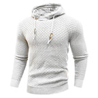 Sudadera con capucha robusta para hombre con textura de gofre: cálida, duradera y cómoda.