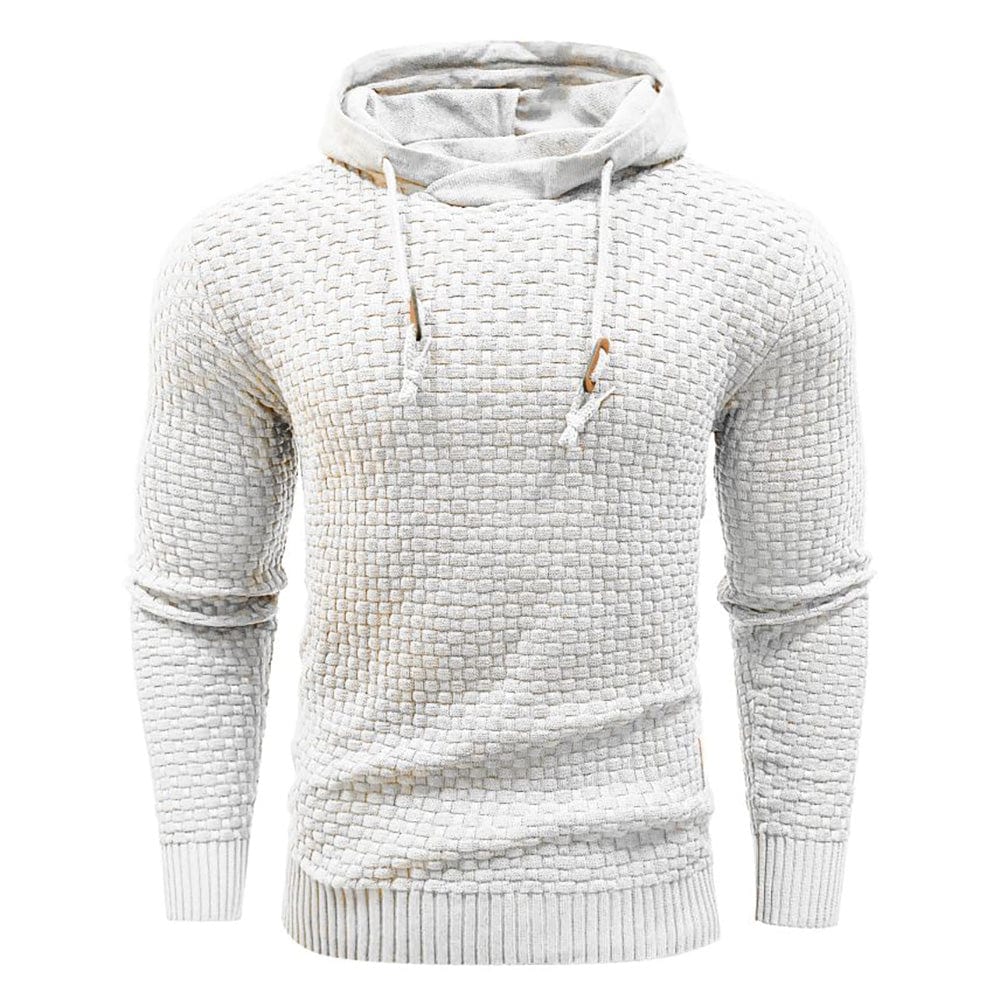 Sudadera con capucha robusta para hombre con textura de gofre: cálida, duradera y cómoda.