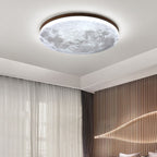 Lámpara de techo LED redonda empotrable Nordic de madera y PVC, 1 luz