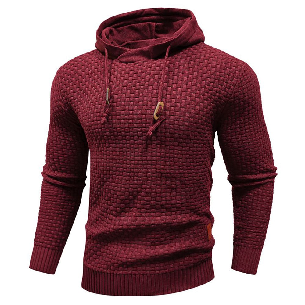 Sudadera con capucha robusta para hombre con textura de gofre: cálida, duradera y cómoda.