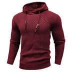 Sudadera con capucha robusta para hombre con textura de gofre: cálida, duradera y cómoda.