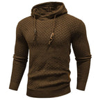 Sudadera con capucha robusta para hombre con textura de gofre: cálida, duradera y cómoda.