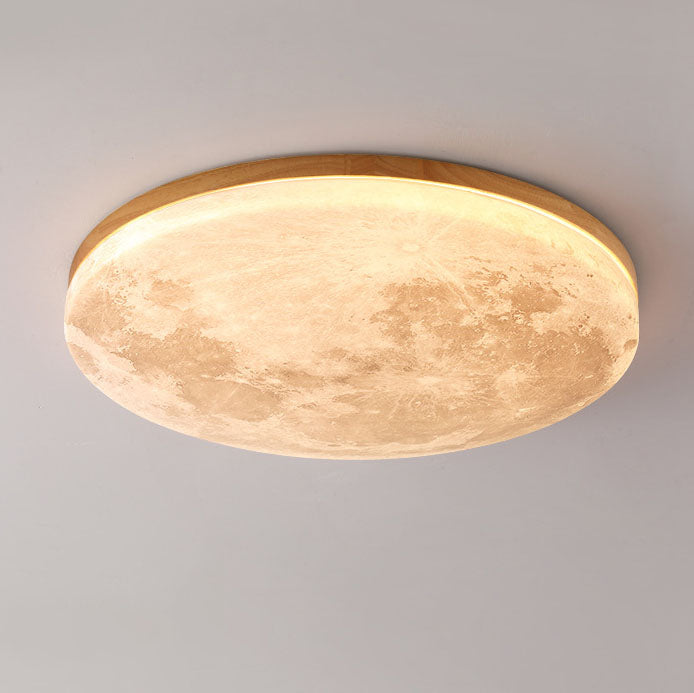 Lámpara de techo LED redonda empotrable Nordic de madera y PVC, 1 luz
