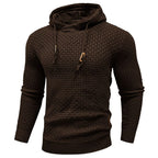 Sudadera con capucha robusta para hombre con textura de gofre: cálida, duradera y cómoda.