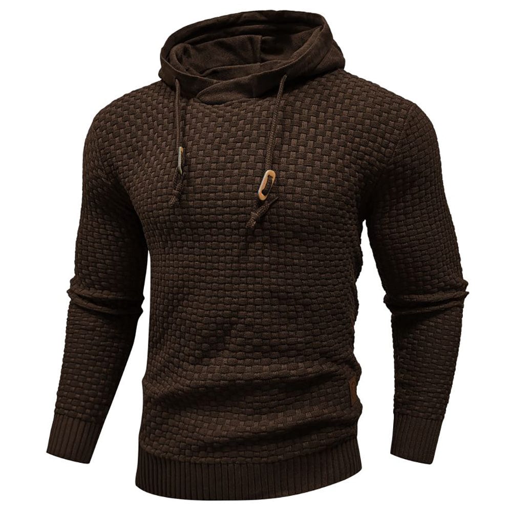 Sudadera con capucha robusta para hombre con textura de gofre: cálida, duradera y cómoda.