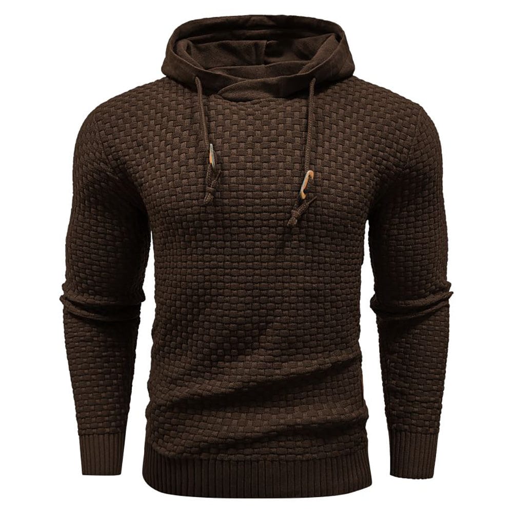 Sudadera con capucha robusta para hombre con textura de gofre: cálida, duradera y cómoda.