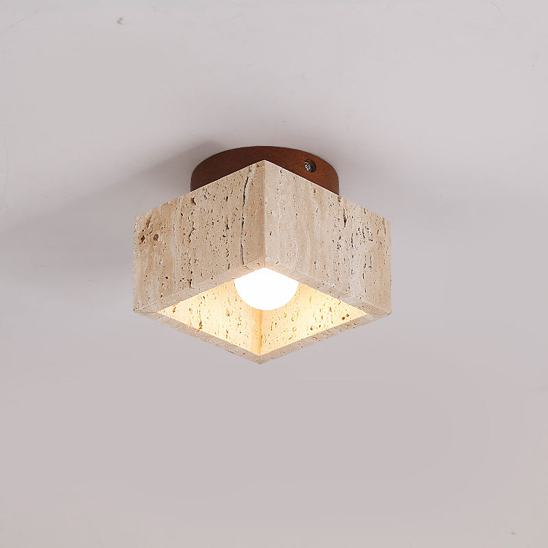 Lámpara de techo Cilestic Travertin Hout E27/E26 Beige Hal Slaapkamer Woonkamer Scandinavisch Diseño moderno Natuurlijke Plafondverlichting
