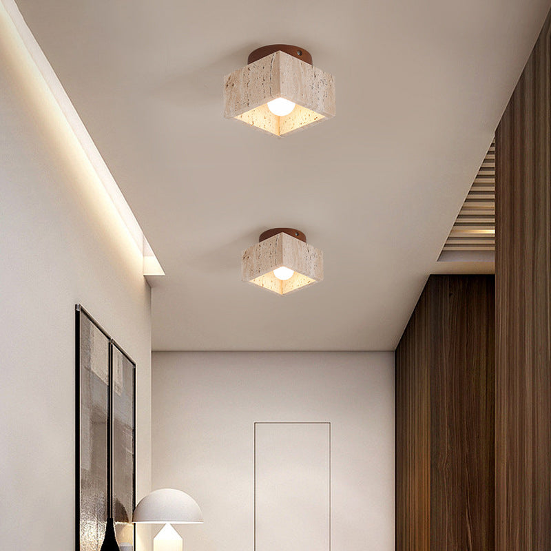 Lámpara de techo Cilestic Travertin Hout E27/E26 Beige Hal Slaapkamer Woonkamer Scandinavisch Diseño moderno Natuurlijke Plafondverlichting