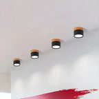 Lámpara de techo LED moderna | Cilindro negro con marco de madera