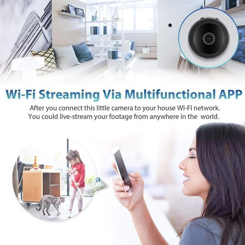 Mini cámara de seguridad WiFi magnética 1080p