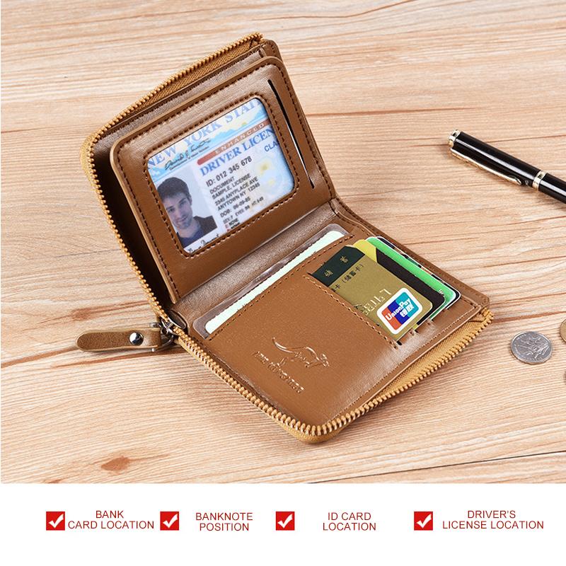 Cartera OakGuard para hombre con cremallera, piel auténtica y protección RFID