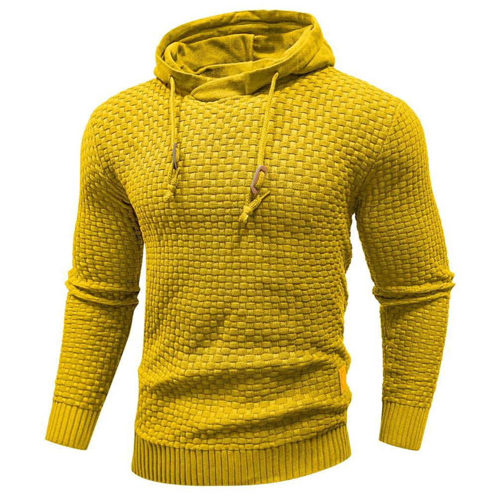 Sudadera con capucha robusta para hombre con textura de gofre: cálida, duradera y cómoda.