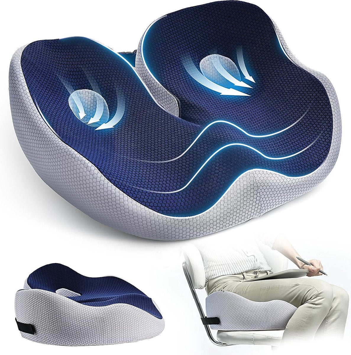Cojín ergonómico regulable para silla y oficina FlexiSeat