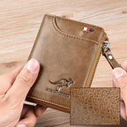 Cartera OakGuard para hombre con cremallera, piel auténtica y protección RFID