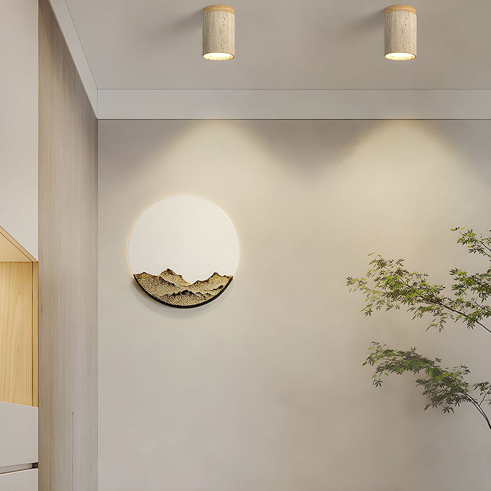 Lámpara de techo Cilestic Travertin Hout E27/E26 Beige Hal Slaapkamer Woonkamer Scandinavisch Diseño moderno Natuurlijke Plafondverlichting
