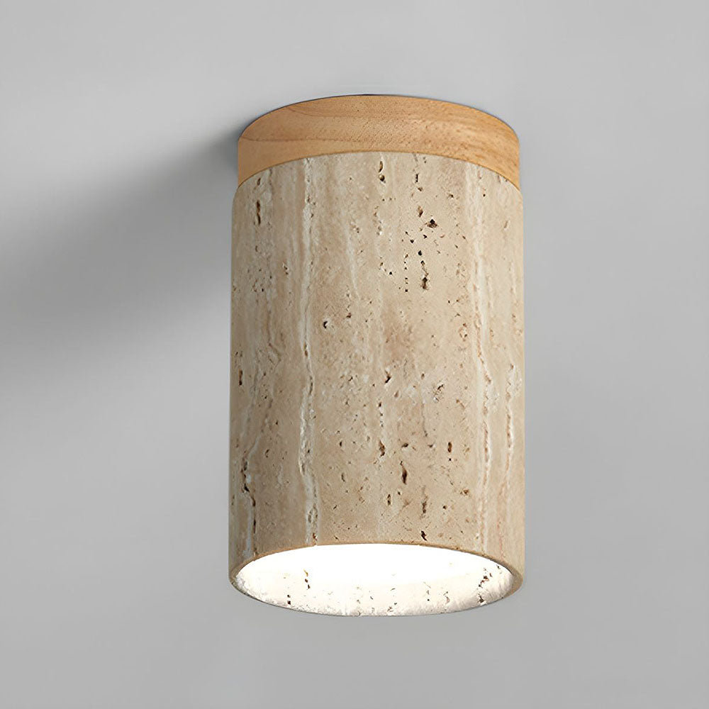 Lámpara de techo Cilestic Travertin Hout E27/E26 Beige Hal Slaapkamer Woonkamer Scandinavisch Diseño moderno Natuurlijke Plafondverlichting