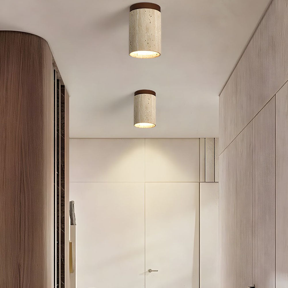 Lámpara de techo Cilestic Travertin Hout E27/E26 Beige Hal Slaapkamer Woonkamer Scandinavisch Diseño moderno Natuurlijke Plafondverlichting