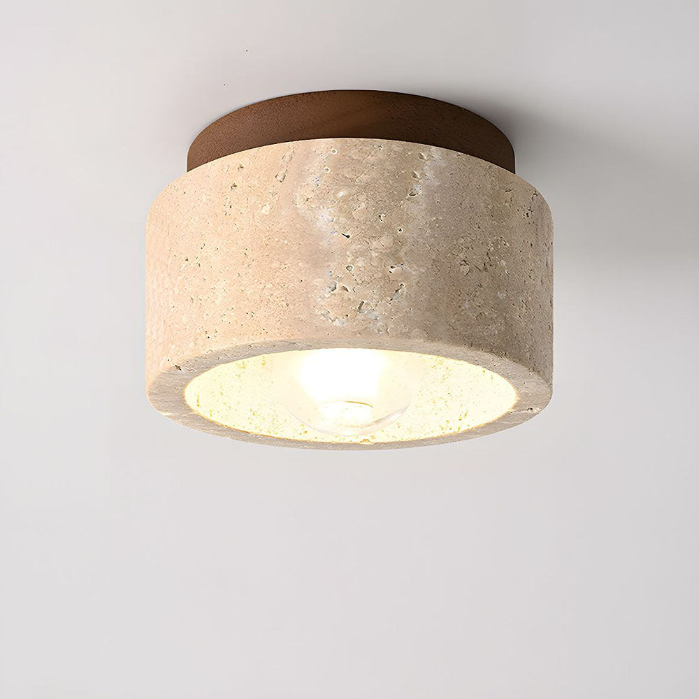 Lámpara de techo Cilestic Travertin Hout E27/E26 Beige Hal Slaapkamer Woonkamer Scandinavisch Diseño moderno Natuurlijke Plafondverlichting