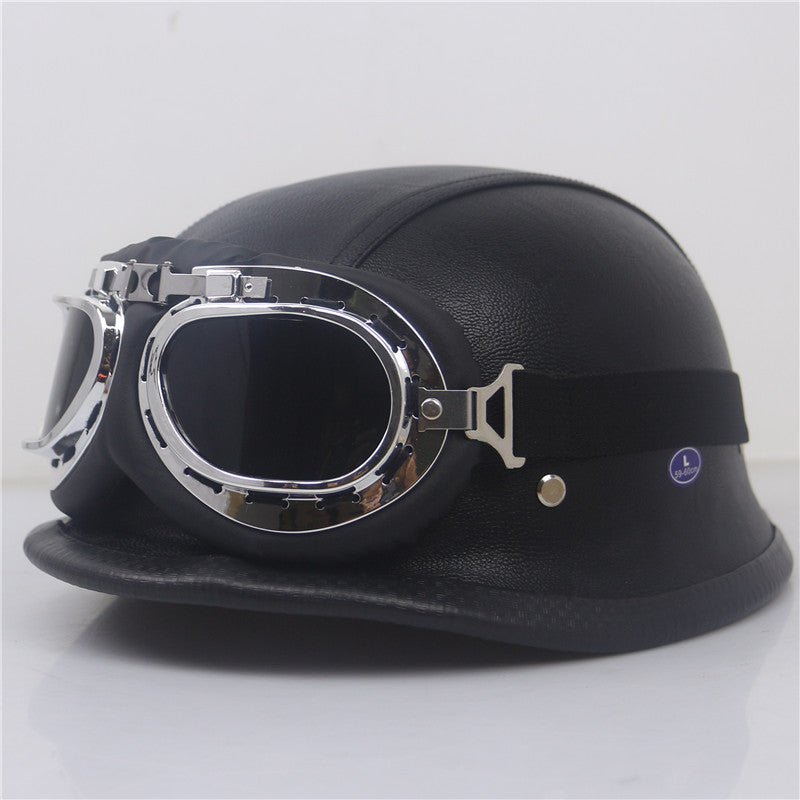 Casco de motocicleta de cuero vintage