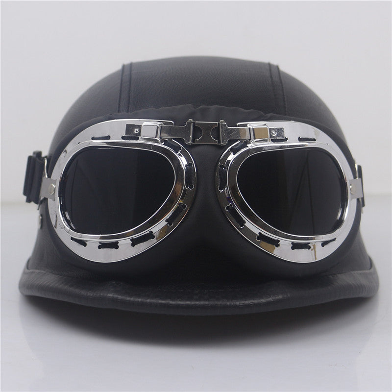 Casco de motocicleta de cuero vintage