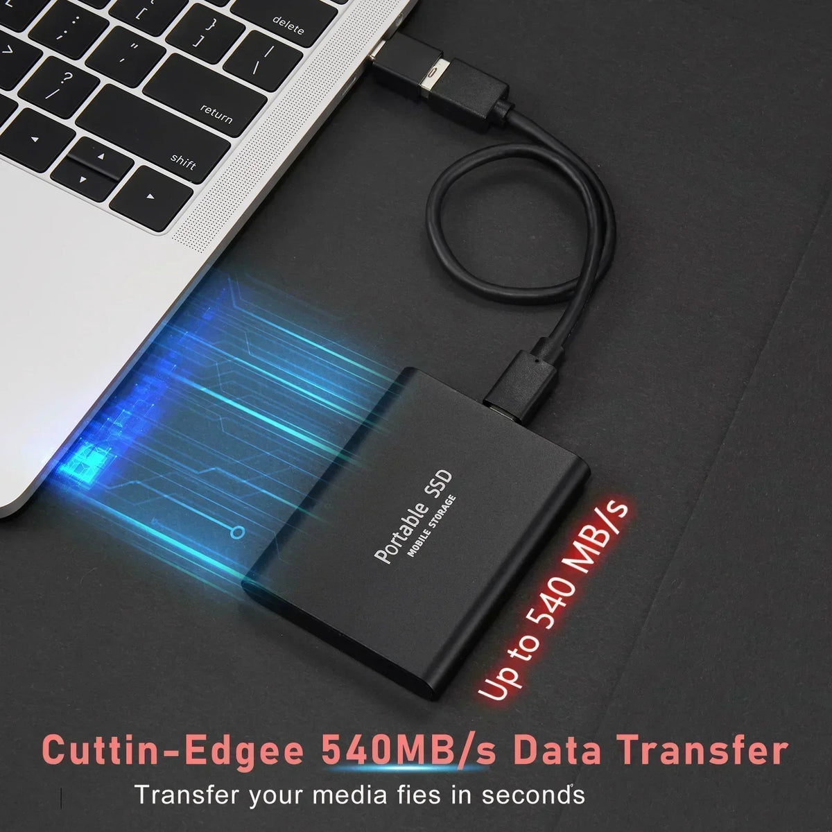 Disco duro externo unisex de estado sólido de 4 TB con USB 3.1 y tipo C