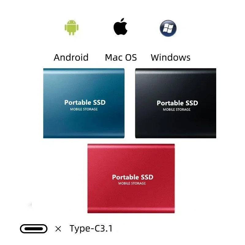 Disco duro externo unisex de estado sólido de 4 TB con USB 3.1 y tipo C