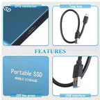 Disco duro externo unisex de estado sólido de 4 TB con USB 3.1 y tipo C