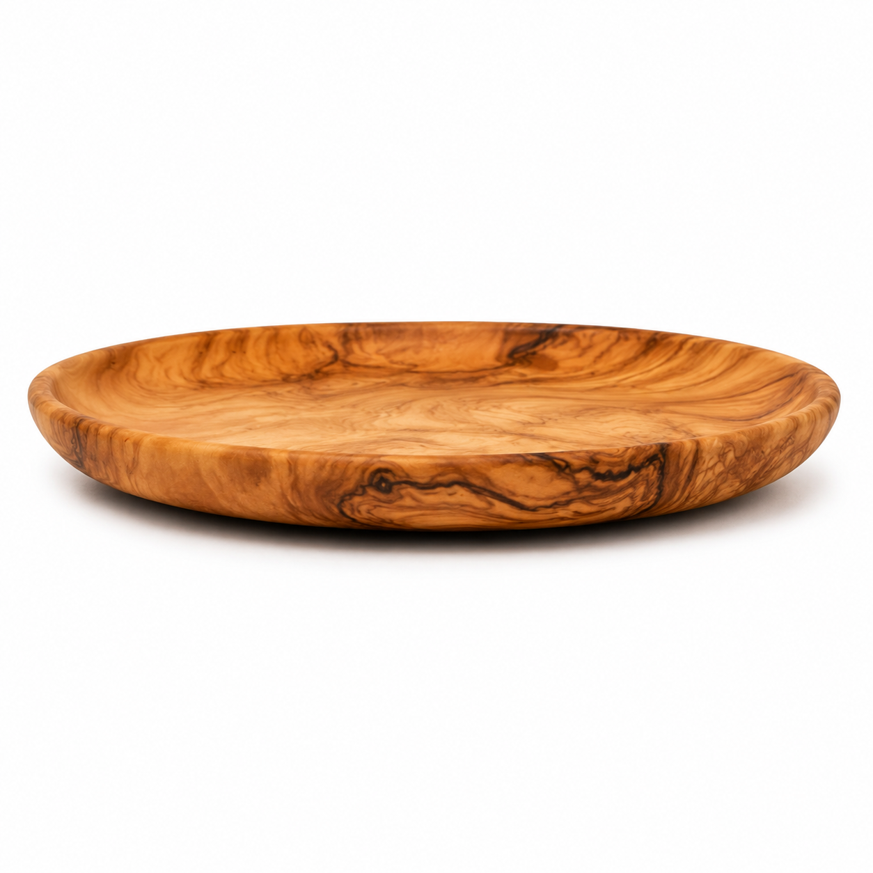 Detalle de las vetas del plato de madera.