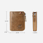 Cartera OakGuard para hombre con cremallera, piel auténtica y protección RFID